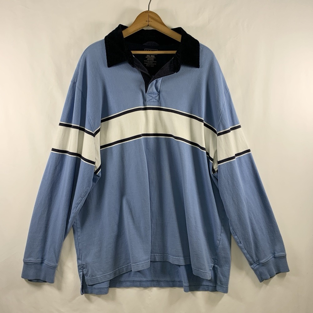 LL Bean Mens Rugby Polo Shirt Size XXL Corduroy Collar Ivy League Collegiate